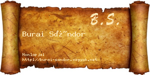 Burai Sándor névjegykártya